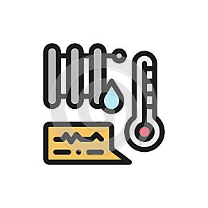 Thermal battery color flat icon. Smart home automation concept.